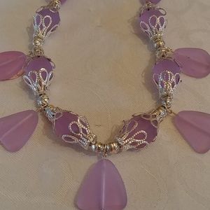 lavender-gray seaglass necklace